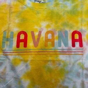 New Women's Recycled Karma Havana retro feel‎ tie dye short sleeve Tee. Size XL